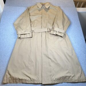 Vintage Polo Ralph Lauren Trench Coat Mens L Beige Car Coat Plaid Lining NOTE